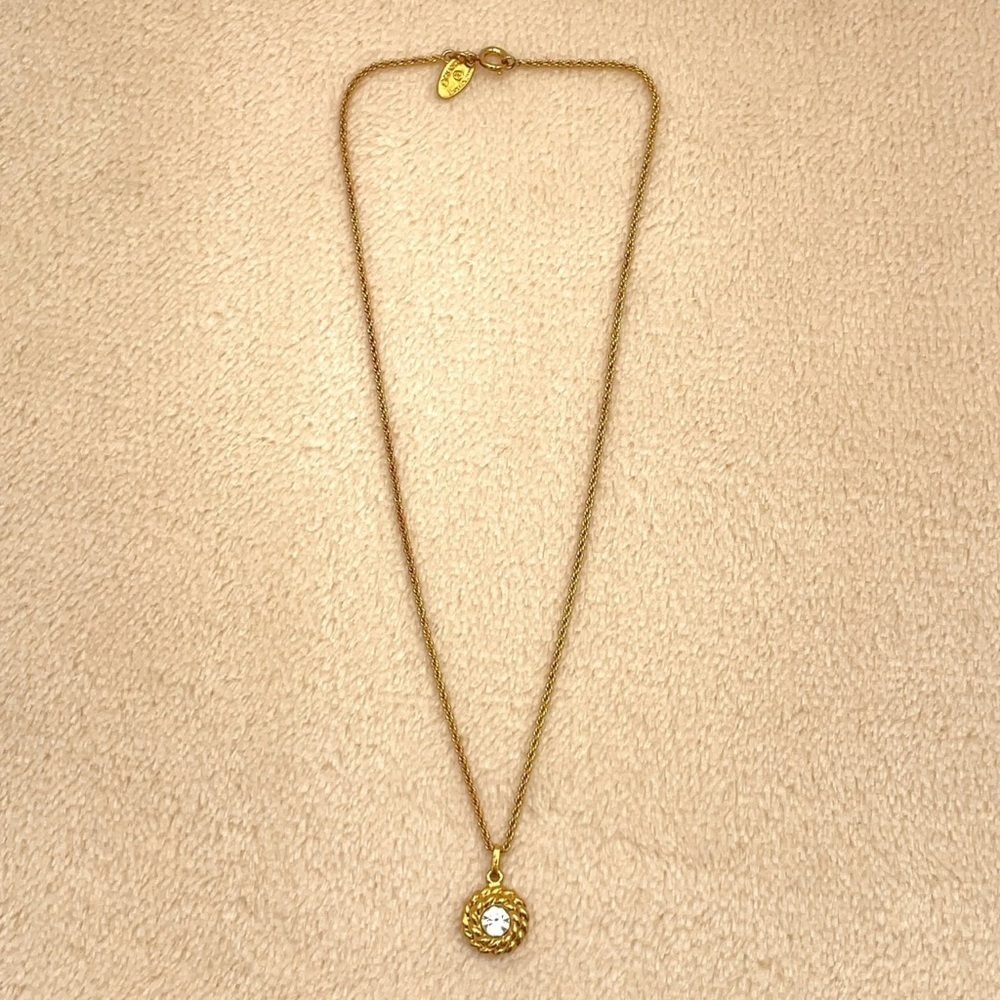 Auth Chanel Rhinestone GD Engraved
Necklace W/Box - Picture 8 of 12